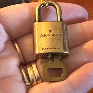 Louis Vuitton Gold-Tone Padlock Charm #318 with Key Comes on a Necklace